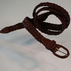 Brown Braided Leather Belt Mens Size 38 Made In Argentina